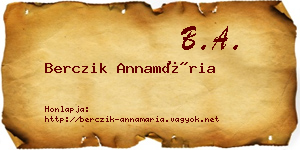 Berczik Annamária névjegykártya